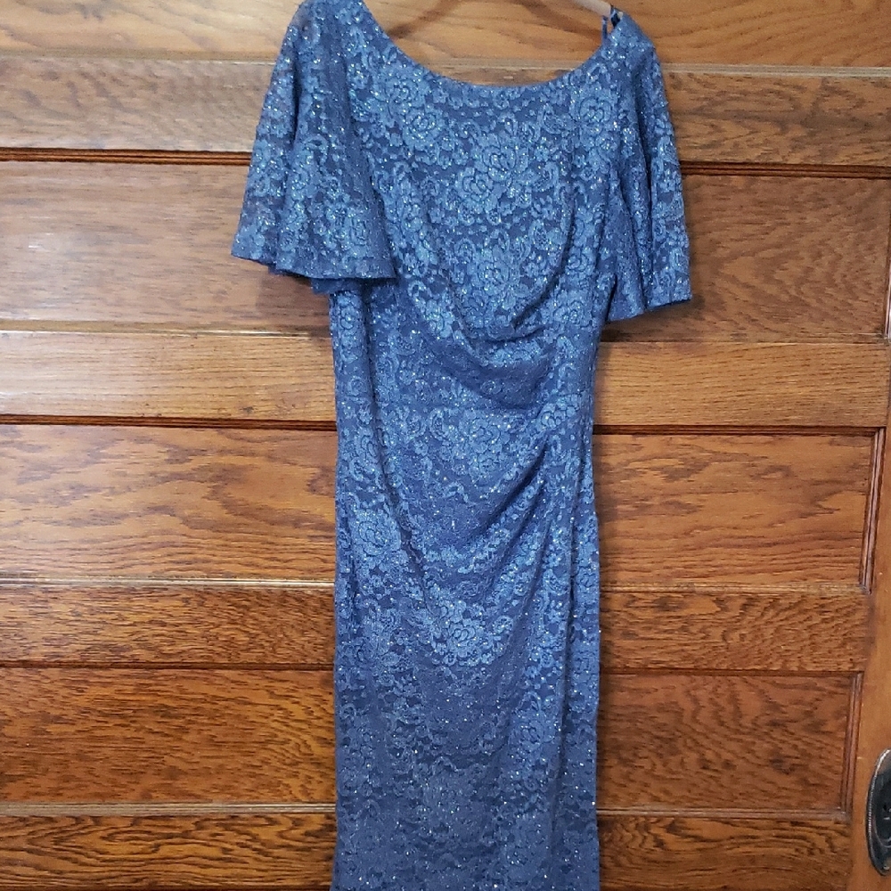 Jessica Howard Blue Ruched Off-the-Shoulder Sheath Dress
